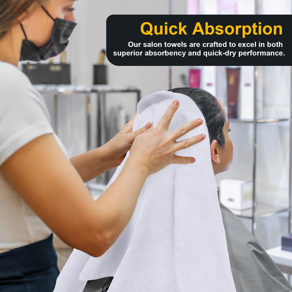 UNIMADE hair-drying use shows towels ideal for rapid towel-drying after styling.