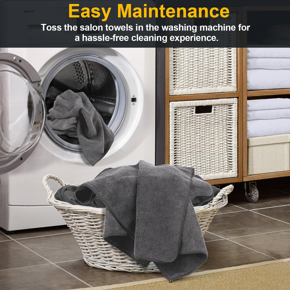 UNIMADE Salon Towels machine-washable care shot highlighting ease.