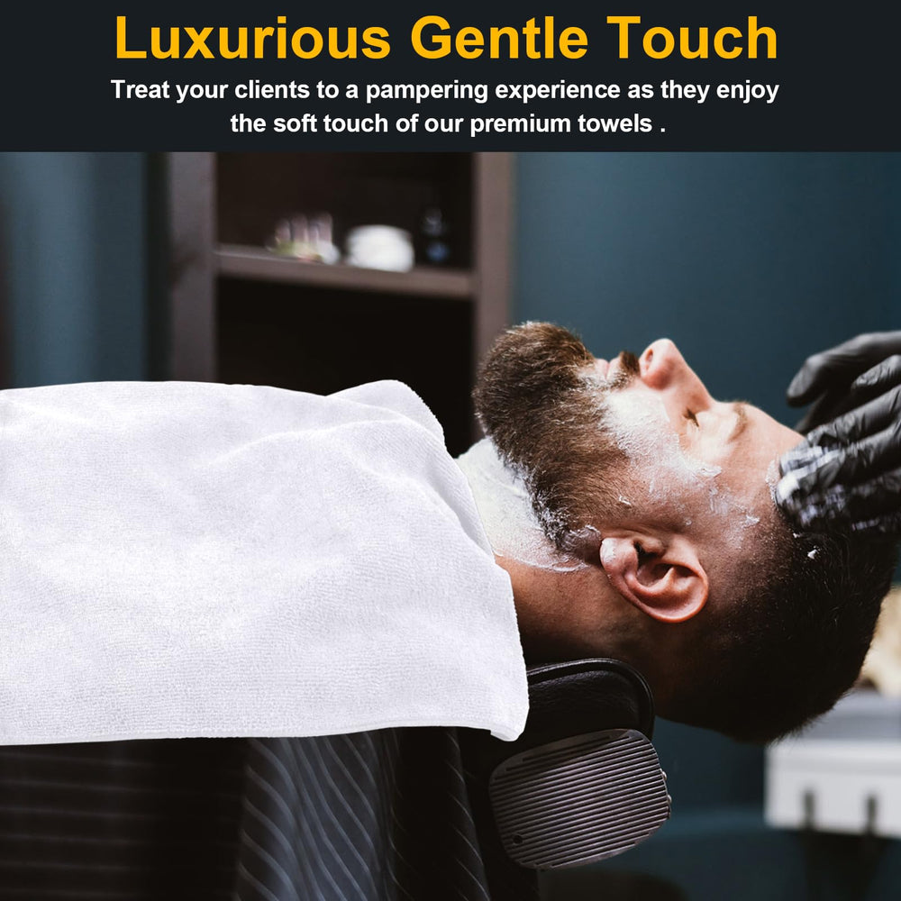 UNIMADE white towel on display emphasizes clean, hygienic salon-ready appearance.