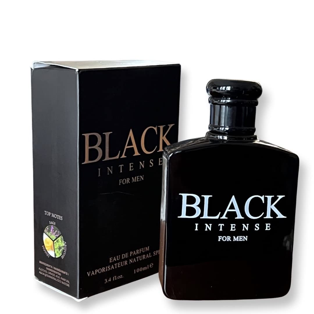 United Scents BLACK INTENSE bottle front view for daily wear with long-lasting sophistication.