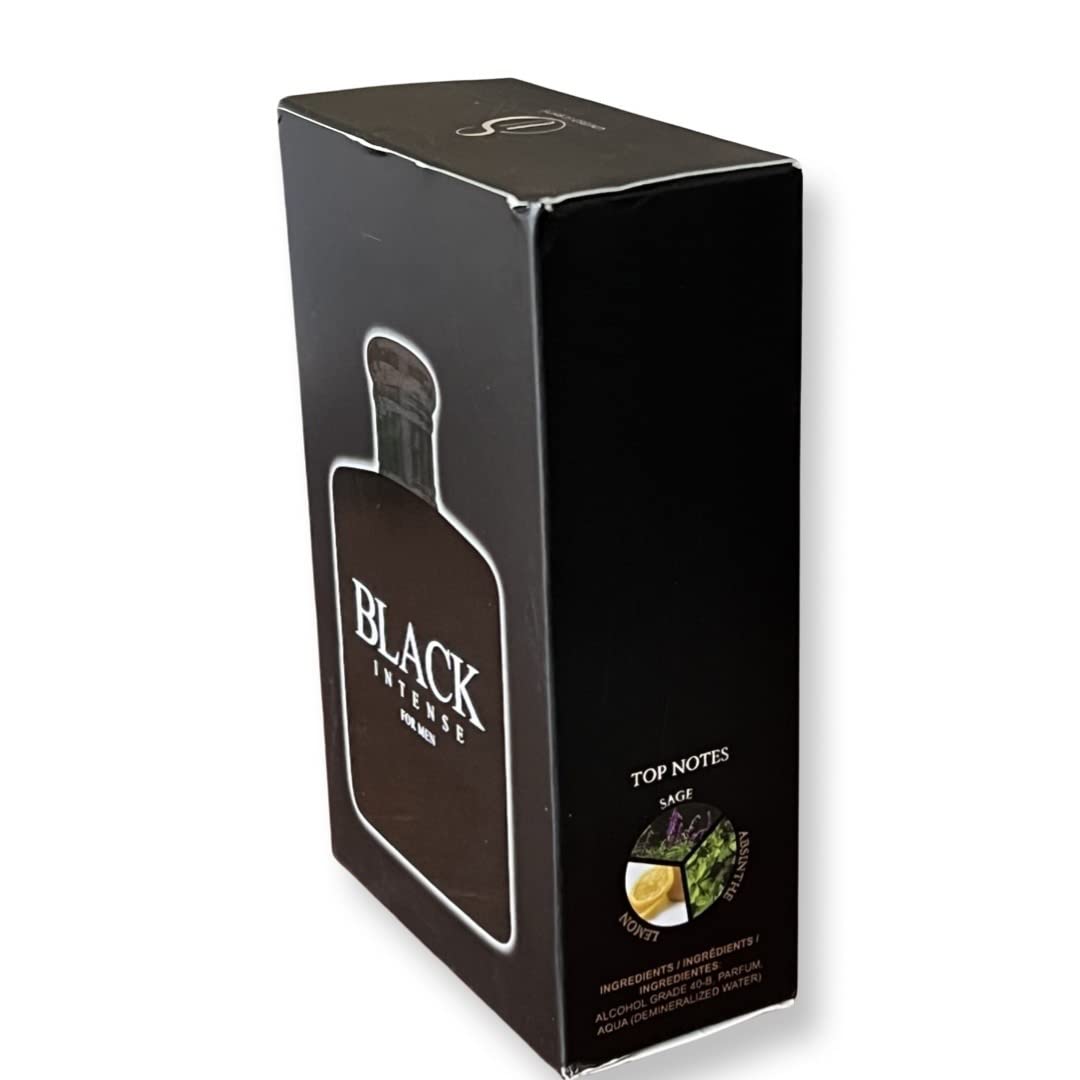 United Scents BLACK INTENSE liquid close-up suggests premium scent profile.