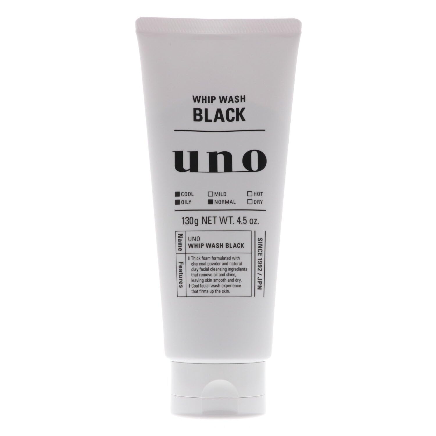 UNO WHIP WASH Black cleanser bottle pour with refreshing foam for oil control