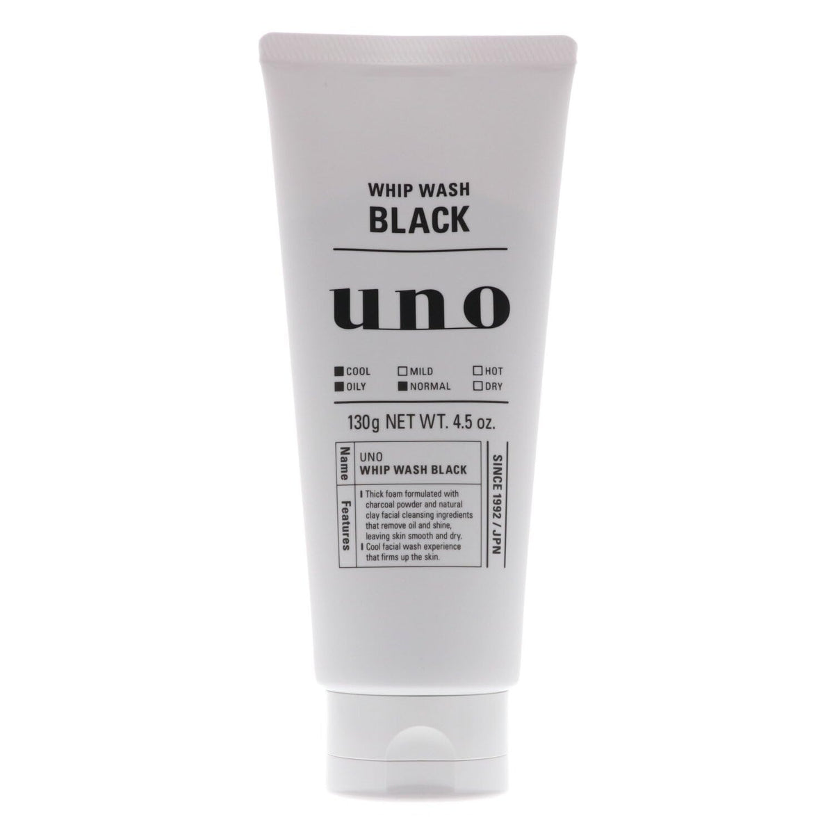 UNO WHIP WASH Black cleanser bottle pour with refreshing foam for oil control