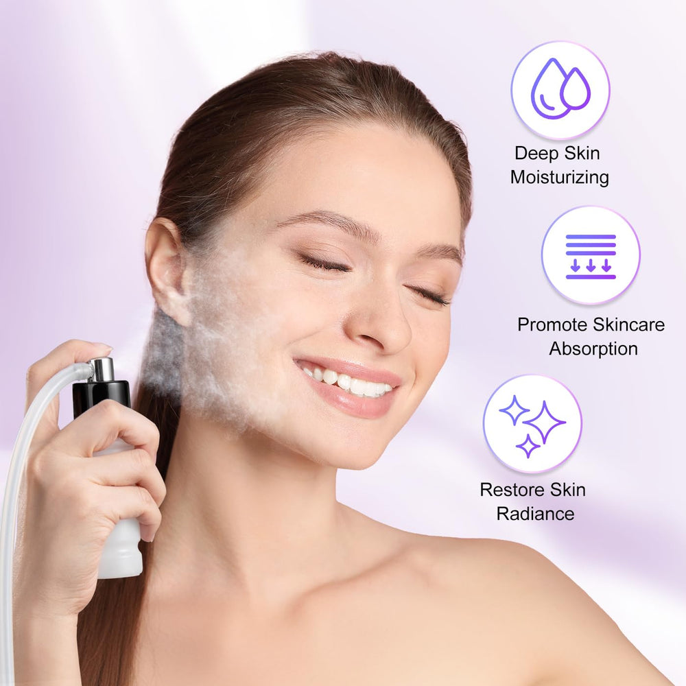 UNOISETION compact microdermabrasion machine on a vanity for at-home care.