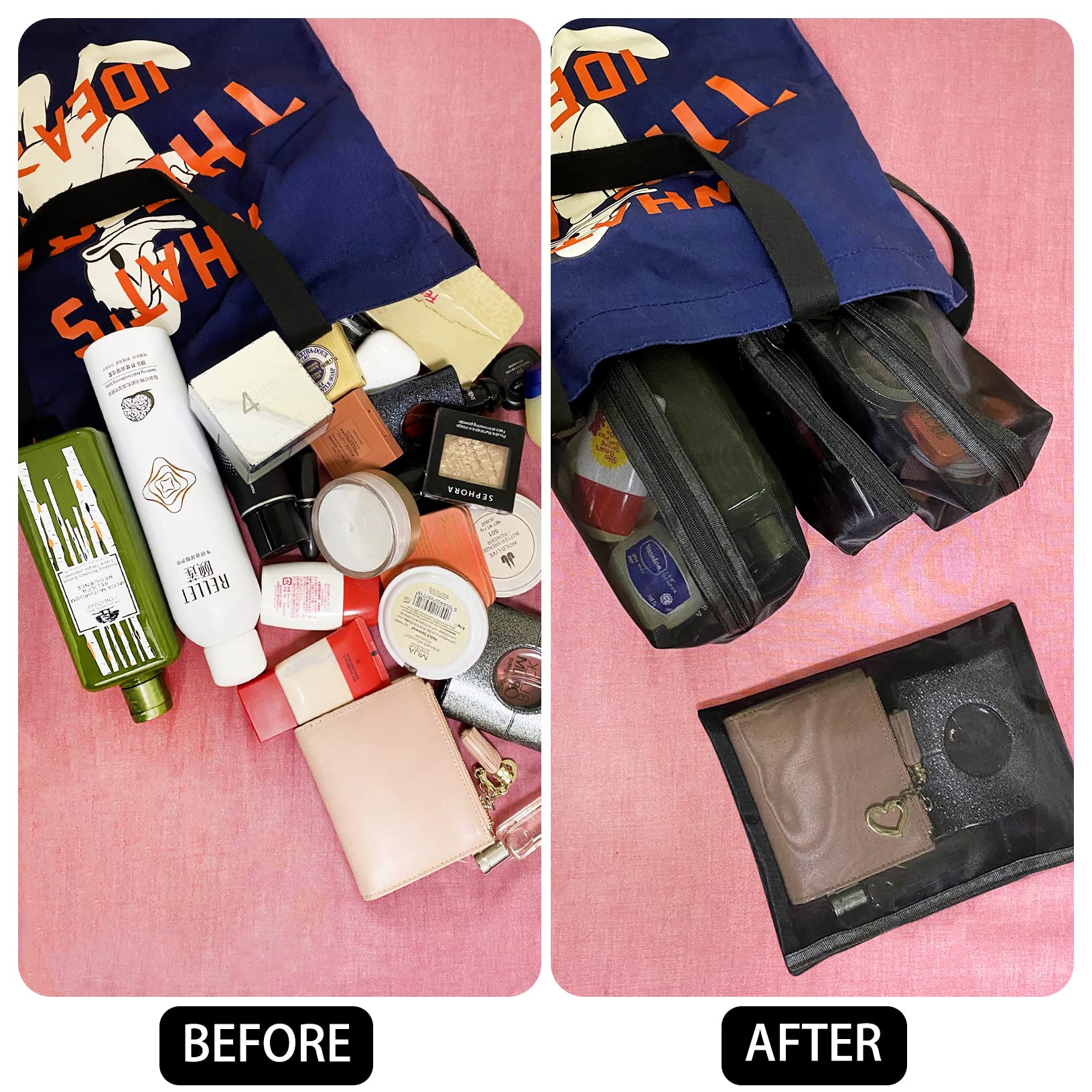 Unoutur travel-friendly mesh bag doubles as coin purse and daily organizer