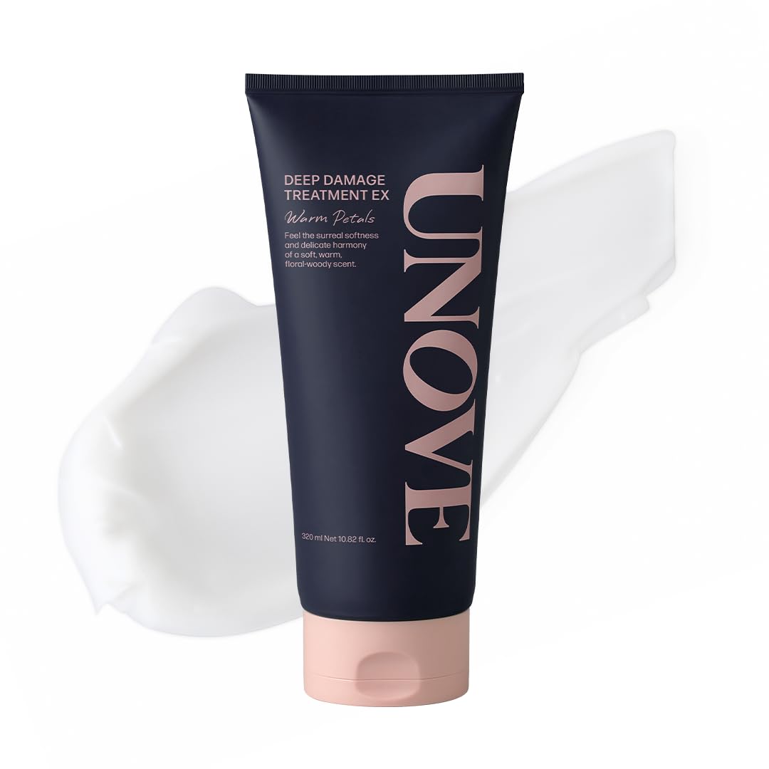 UNOVE Deep Damage Treatment Ex bottle closeup highlighting keratin-rich formula for stronger hair