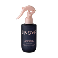 UNOVE No-Wash Water Ampoule Treatment bottle demonstrates sleek design for frizz control.