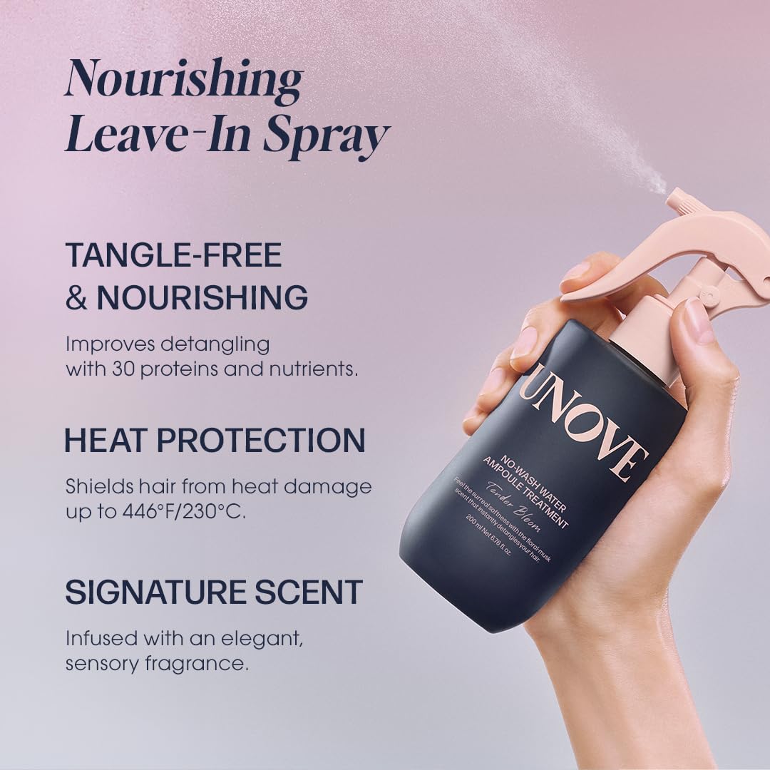 UNOVE spray application shows quick, even mist for fast, mess-free daily use.