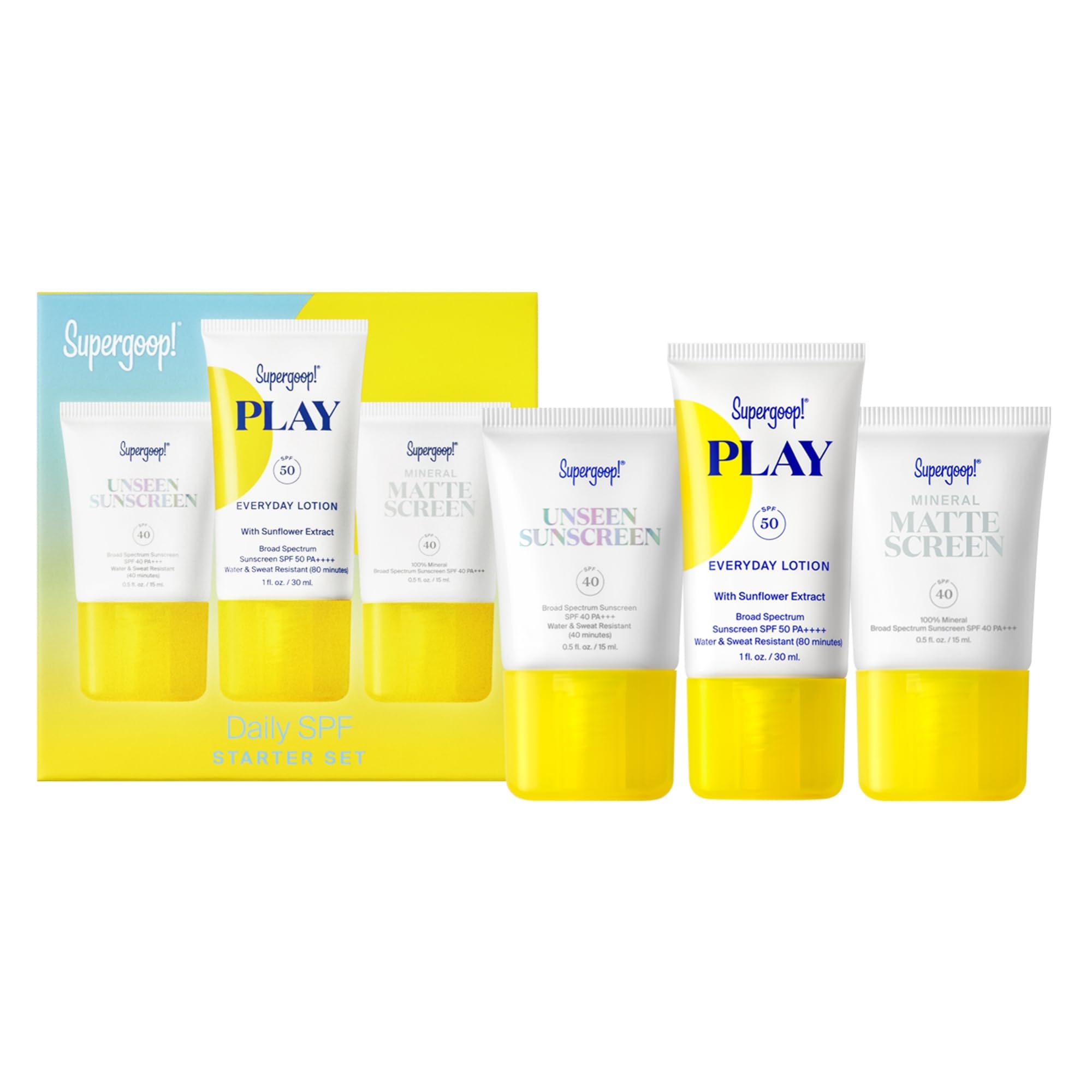 Supergoop! Unseen Sunscreen SPF 40 invisible gel texture for weightless daily wear.