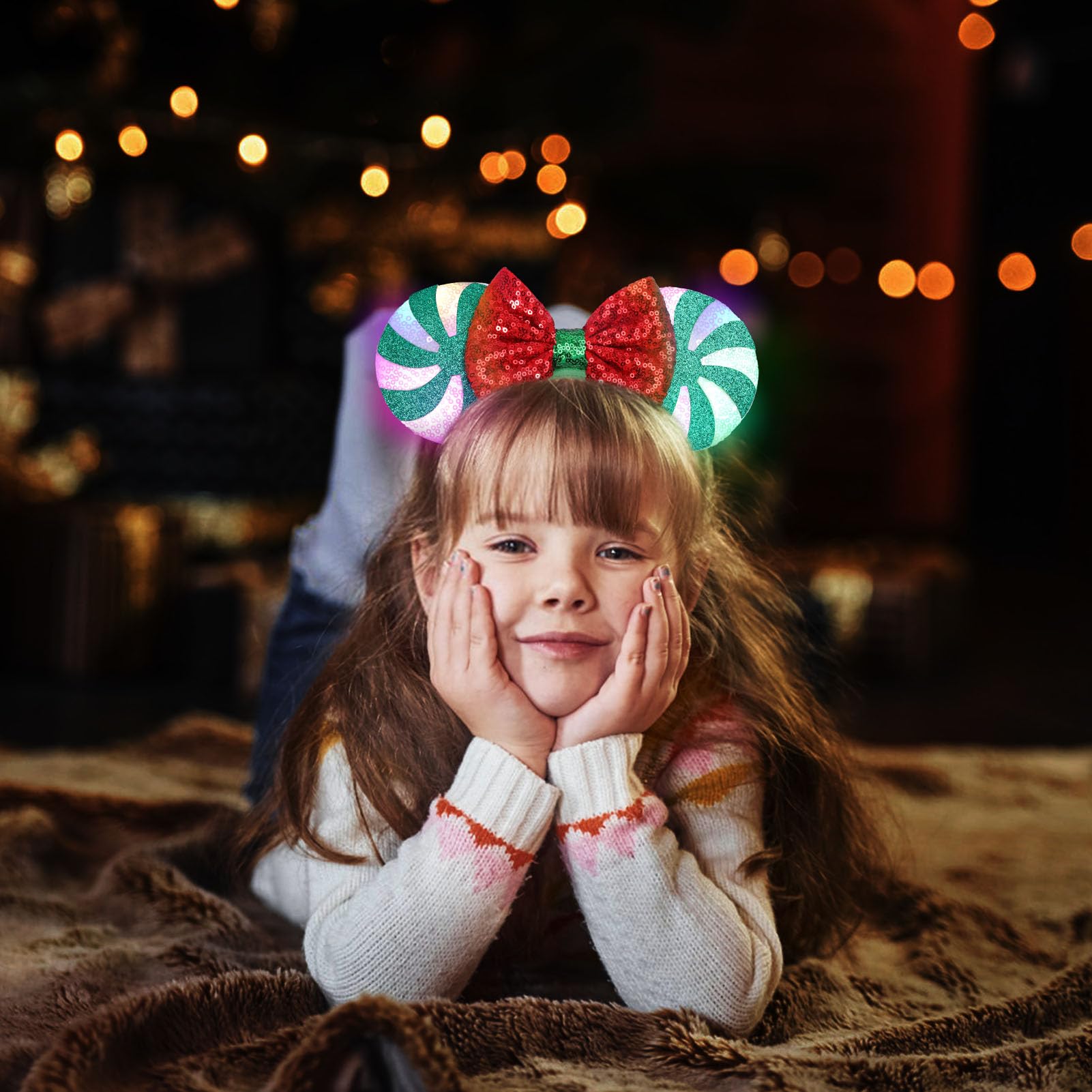 UNSPAZ Christmas Mouse Ears 2pc edge-stitch detail shows durable construction for long wear