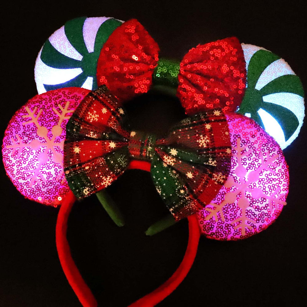 UNSPAZ Christmas Mouse Ears 2pc side view shows widened band for comfortable all-day wear during events
