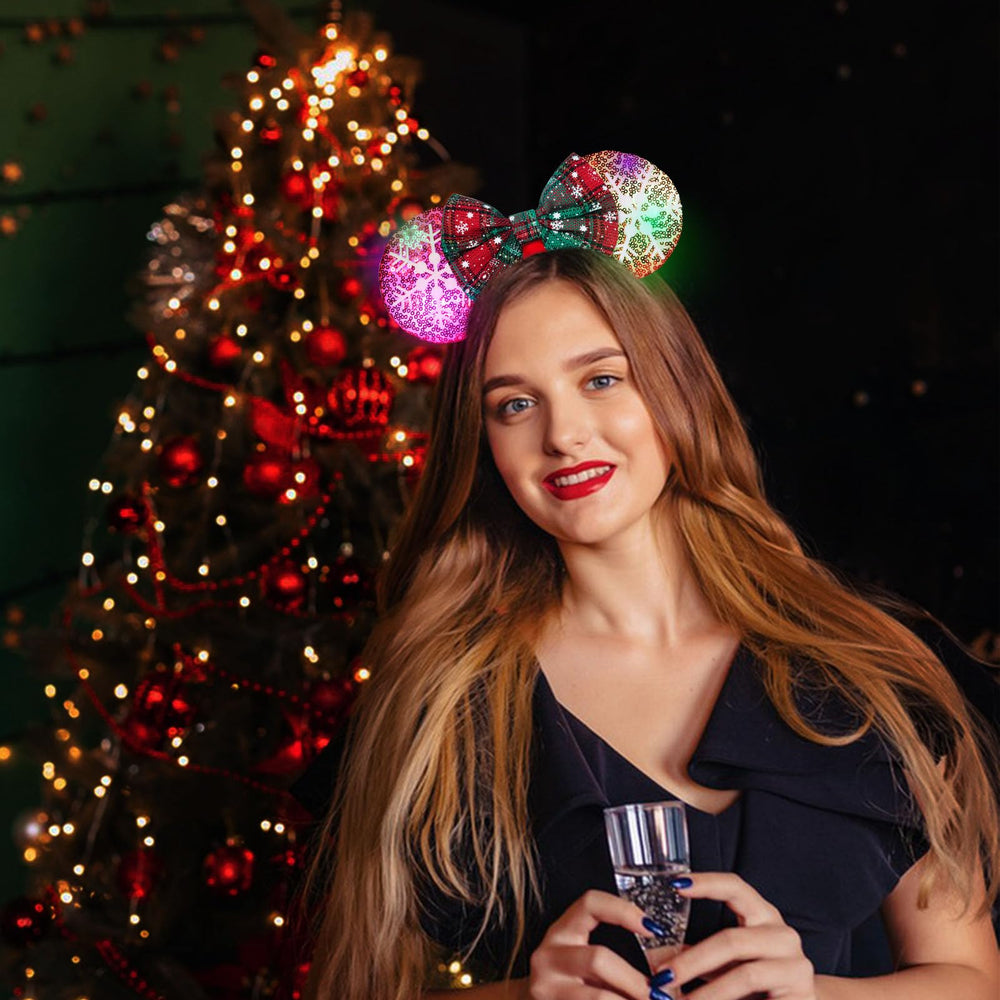UNSPAZ Christmas Mouse Ears 2pc widened band ensures secure fit and comfy all-day use