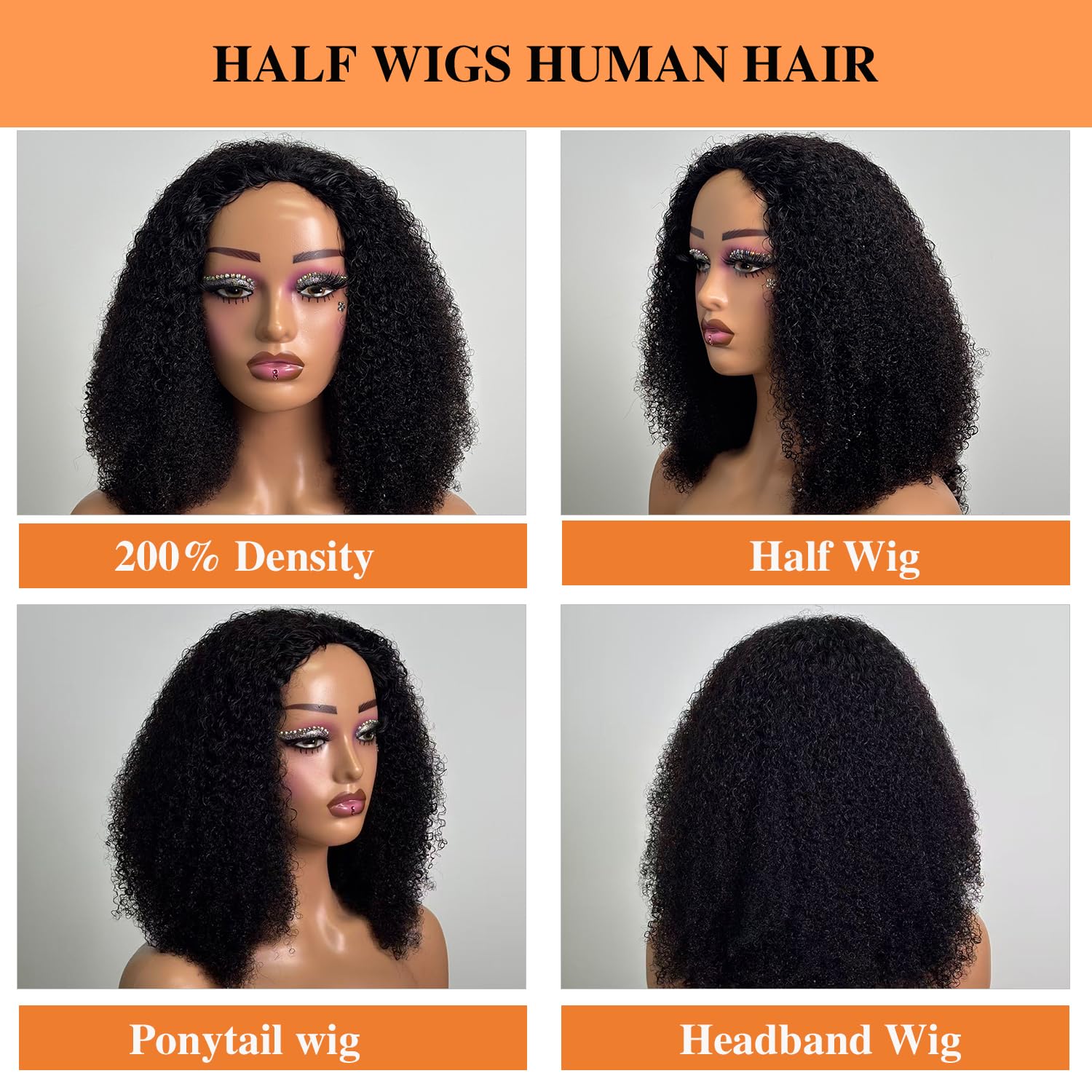 Unvizossa half wig 200 density delivers fuller, natural-looking curls.