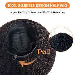 Unvizossa half wig glueless cap with anti-slip stays secure.
