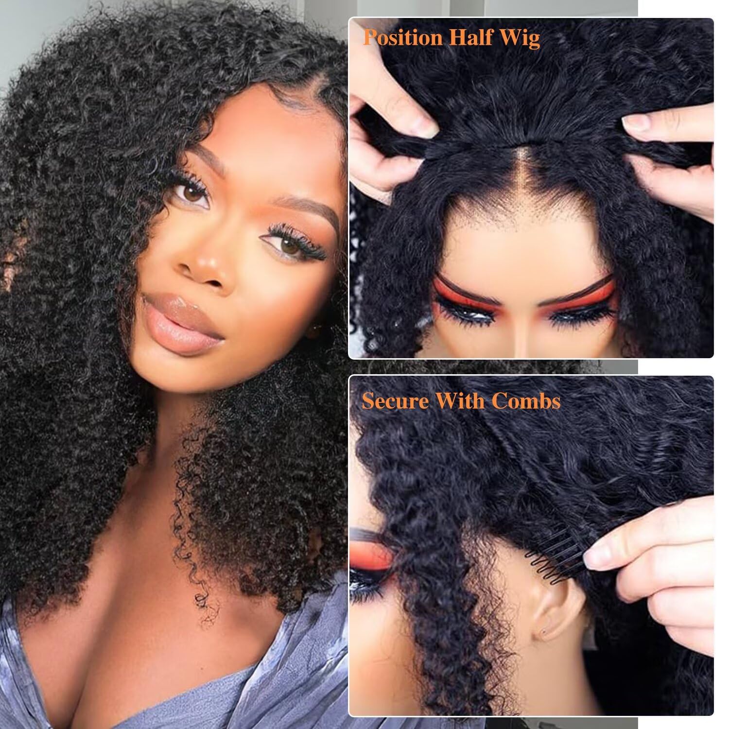 Unvizossa half wig invisible hairline blends naturally for daily use.
