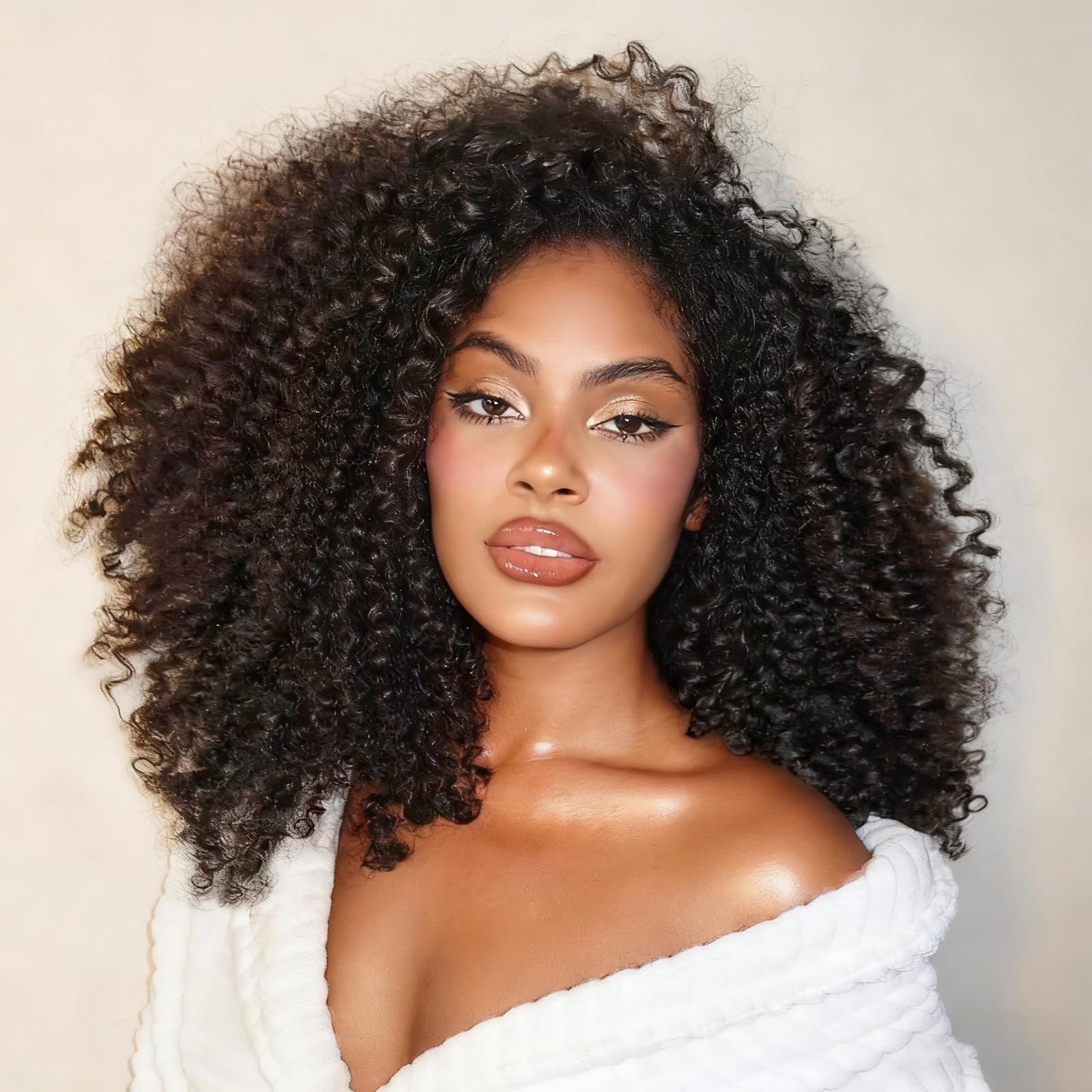 Unvizossa half wig kinky curly 3in1 drawstring for quick secure wear.
