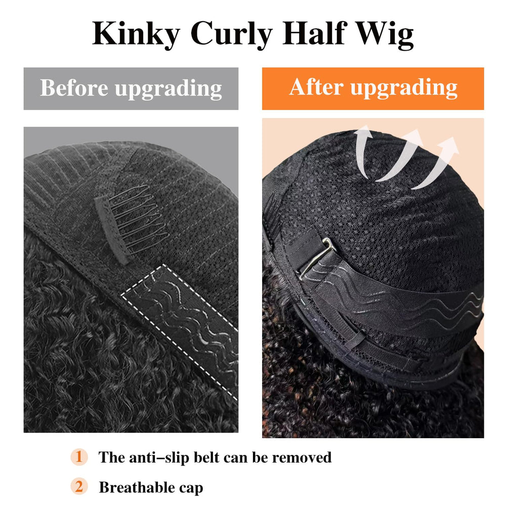 Unvizossa half wig virgin Brazilian hair can be dyed and restyled.