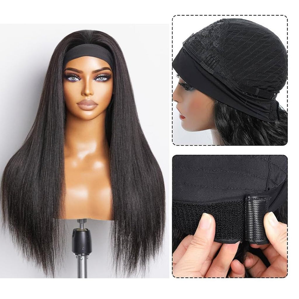 Unvizossa headband wig worn on model showcases versatile styling and natural look