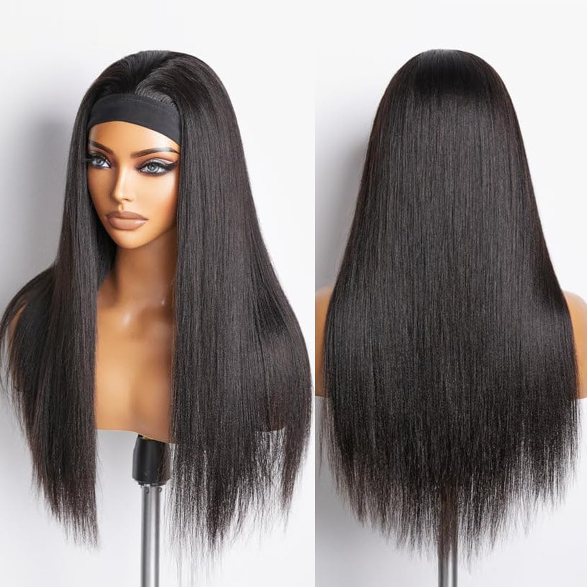 Unvizossa headband wig virgin human hair closeup highlights silky texture and quality