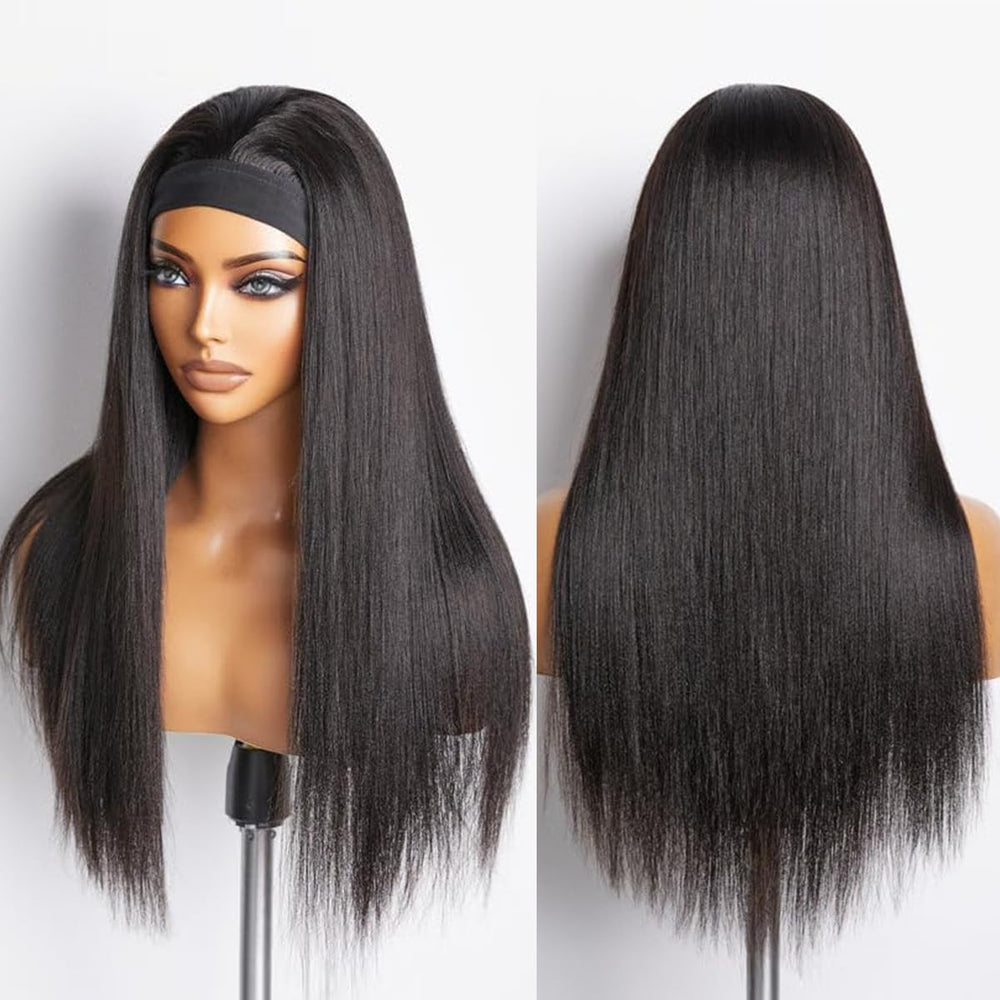 Unvizossa headband wig virgin human hair closeup highlights silky texture and quality