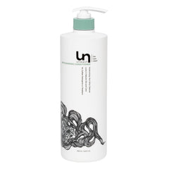 Unwash Bio-Cleansing Conditioner bottle front highlights sulfate-free hydration for curly hair.