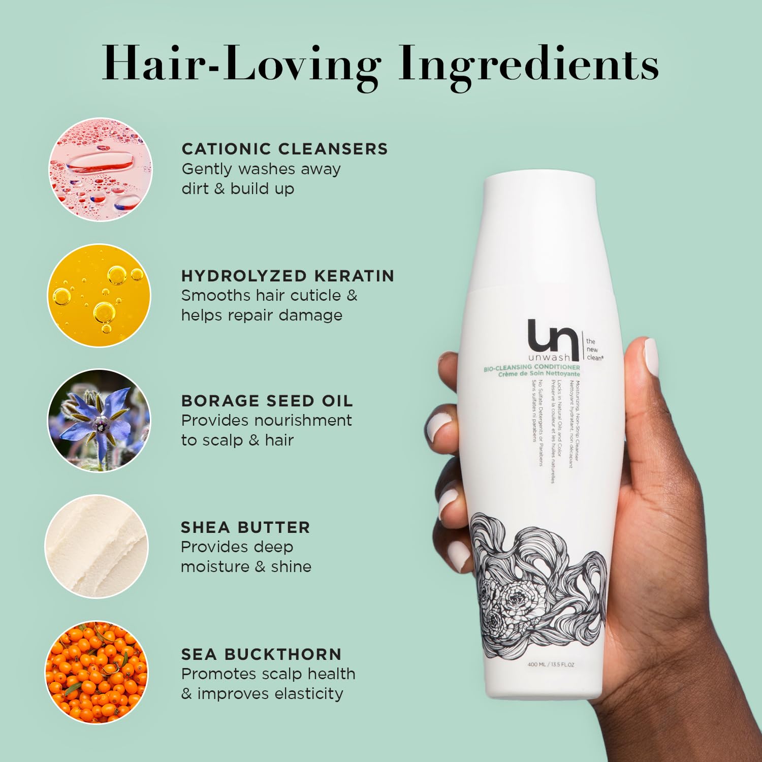 Unwash Bio-Cleansing Conditioner scalp massage demonstrates buildup removal and conditioning