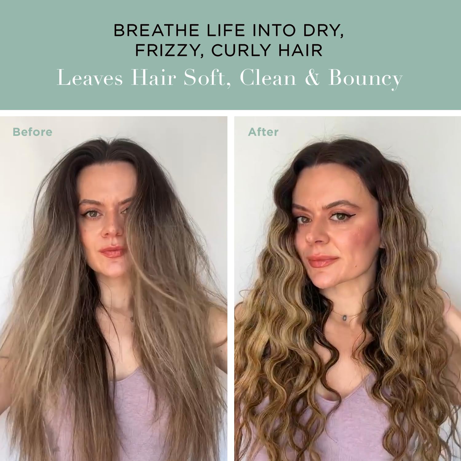Unwash Bio-Cleansing Conditioner texture detail shows non-lather formula for frizz control