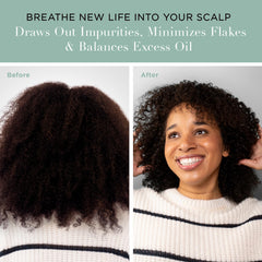 Unwash Charcoal Detox Scrub applying to scalp demonstrates exfoliation and buildup removal.