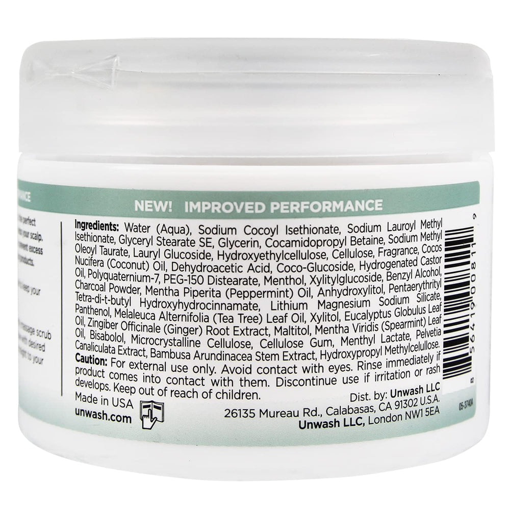 Unwash Charcoal Detox Scrub charcoal powder detail supports flake reduction.