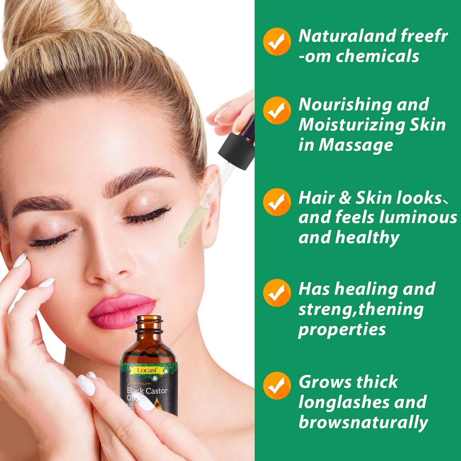 Uocasi cold-pressed castor oil texture close-up for natural care.
