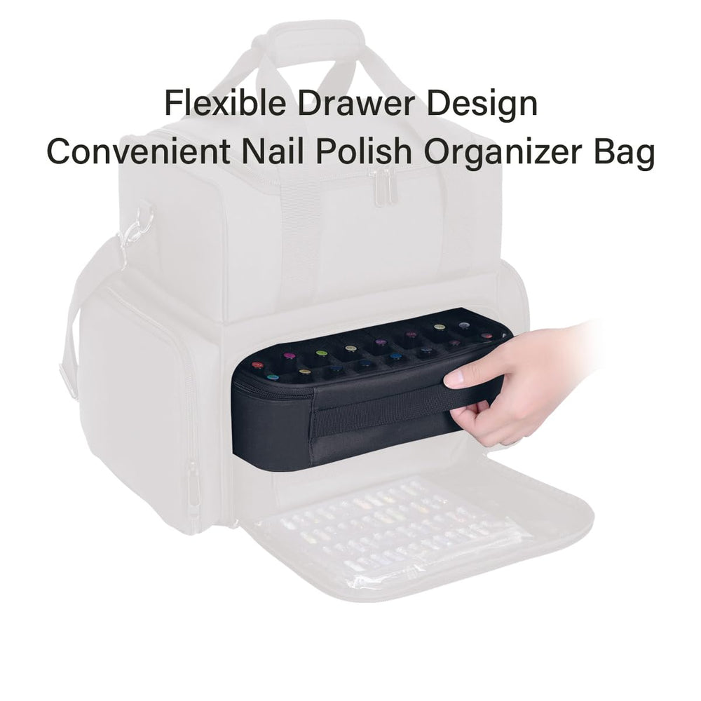 UOZL small clear nail polish organizer dust-proof cover protects contents in transit.