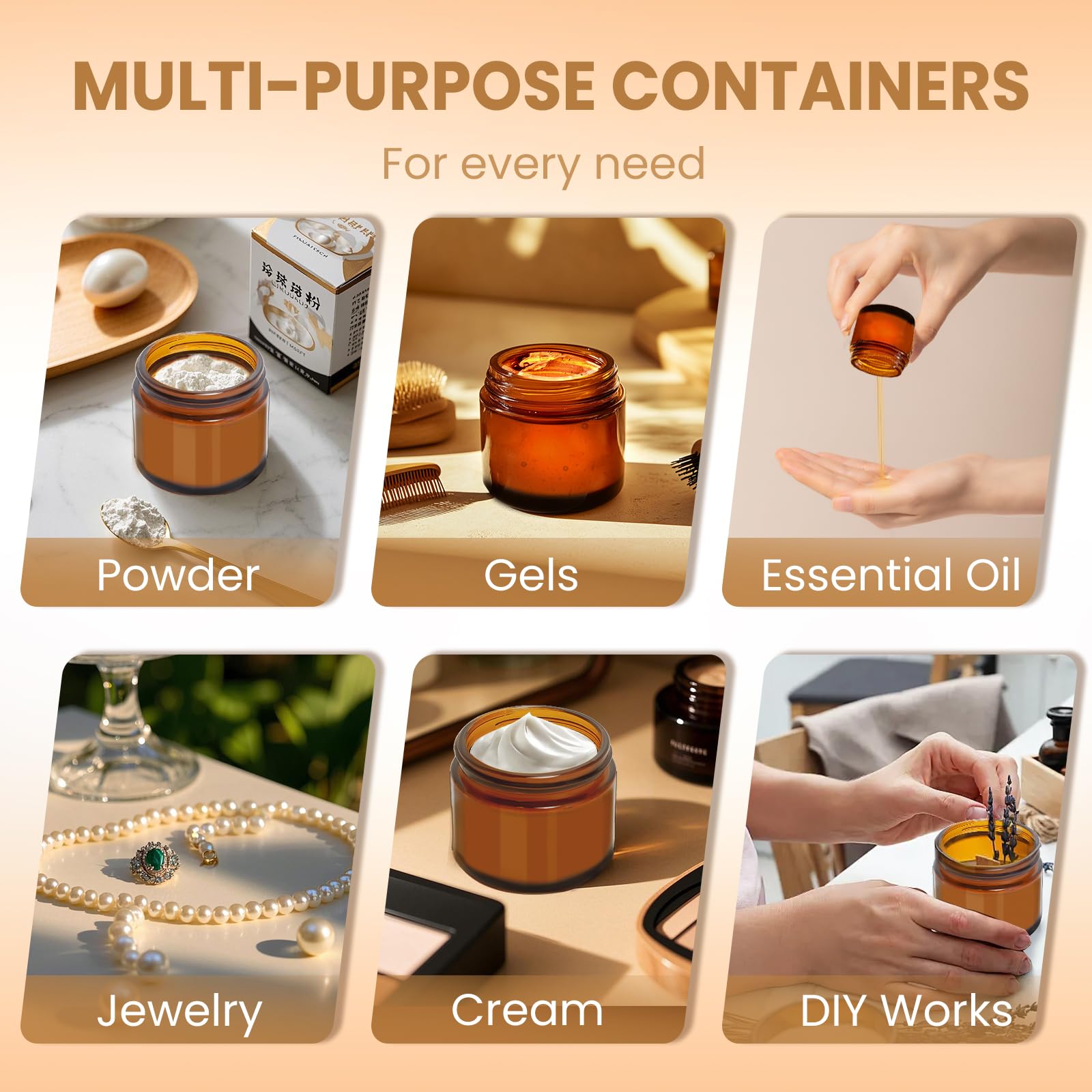 UPBUD 24-pack amber jars offer versatile storage for DIY cosmetics and gifts