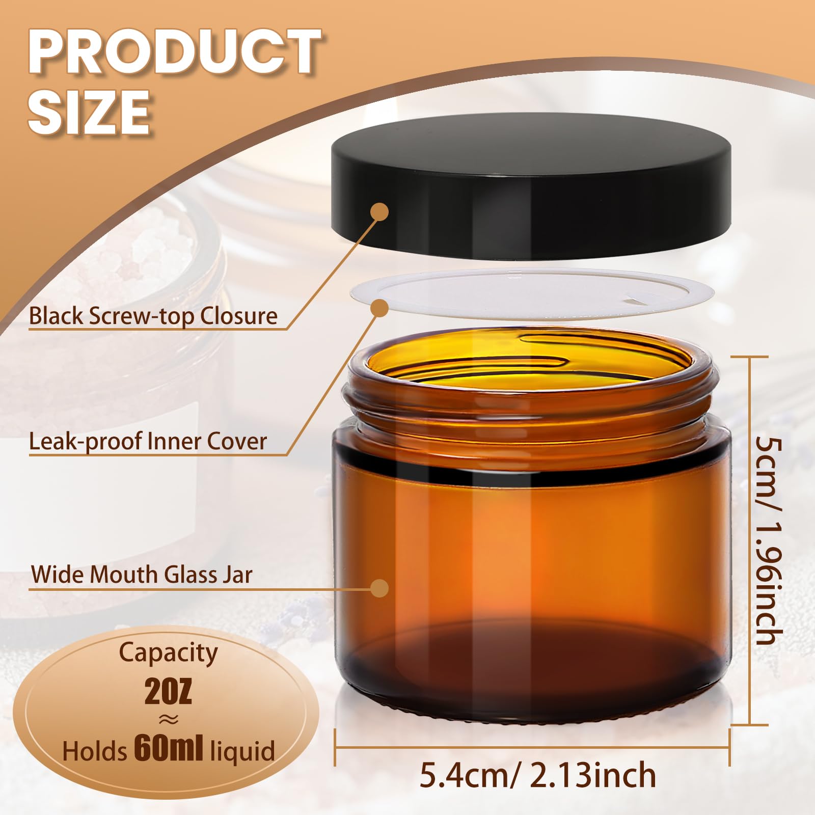 UPBUD amber jar seal prevents leaks, ideal for lotions and scrubs on the go