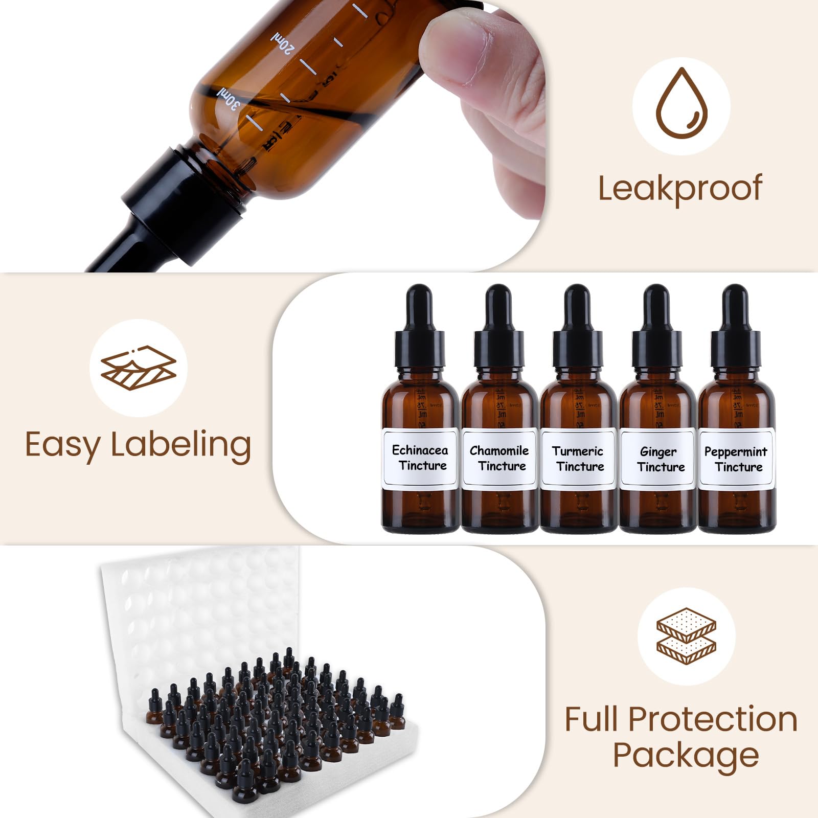 UPBUD eye droppers and 3ml dropper set with precise pours for dosing.