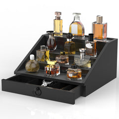 upcessory wooden cologne organizer main display with black finish for dresser organization