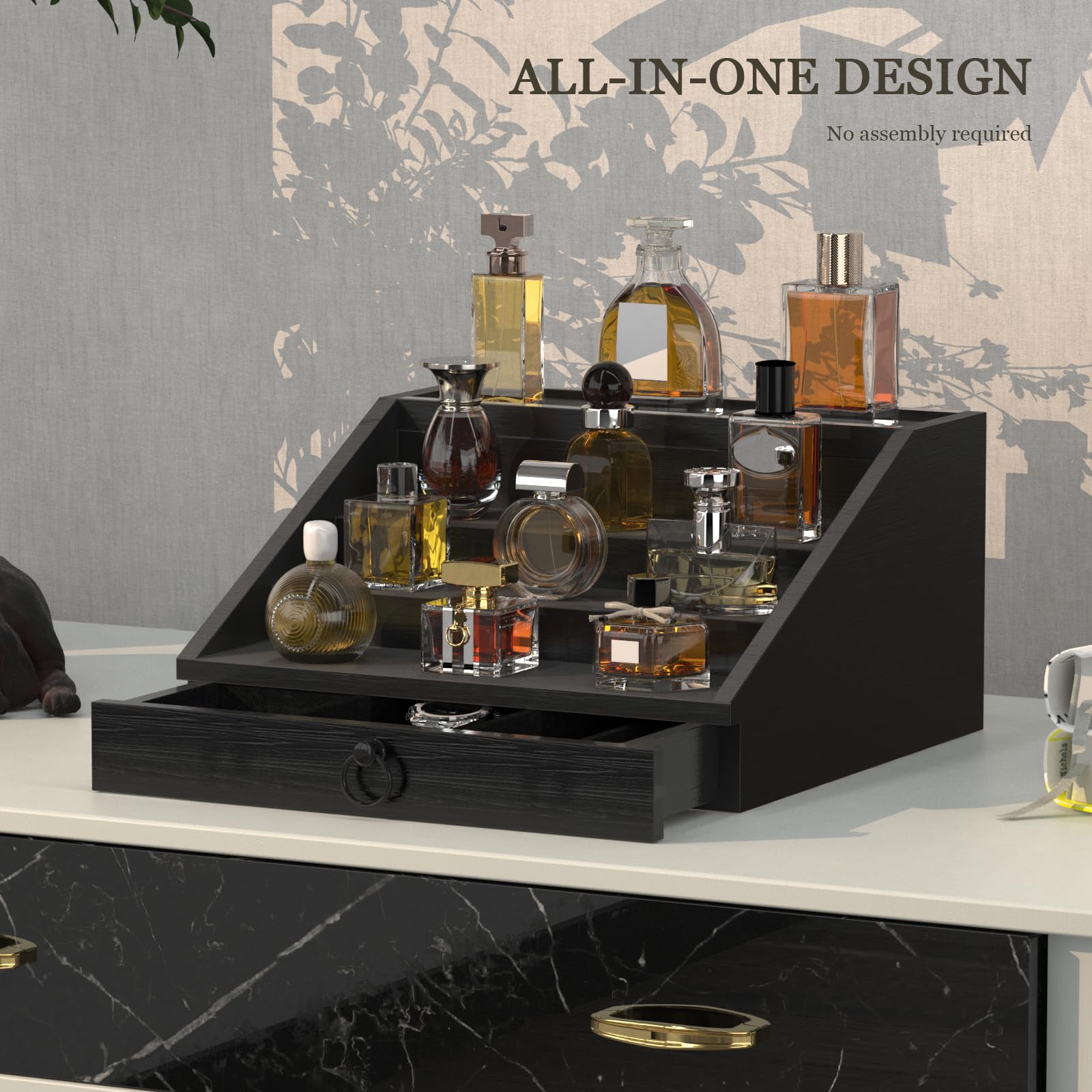 upcessory velvet-lined drawer detail protects surfaces and bottles