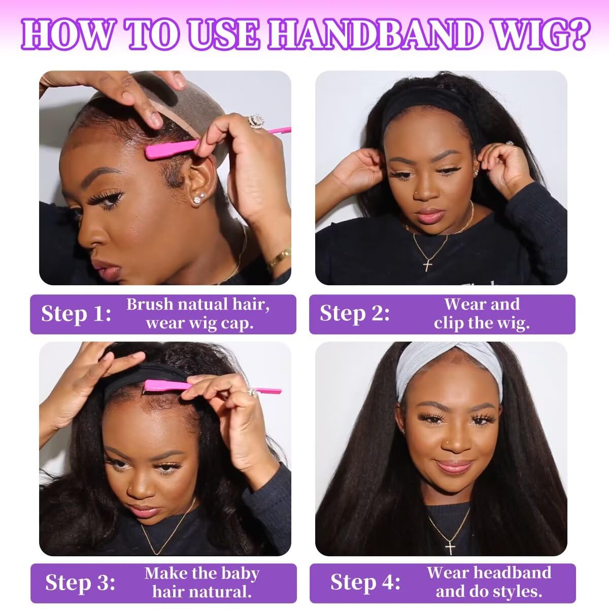 UPIGUILK wear-and-go model-ready headband wig offers quick transformation.