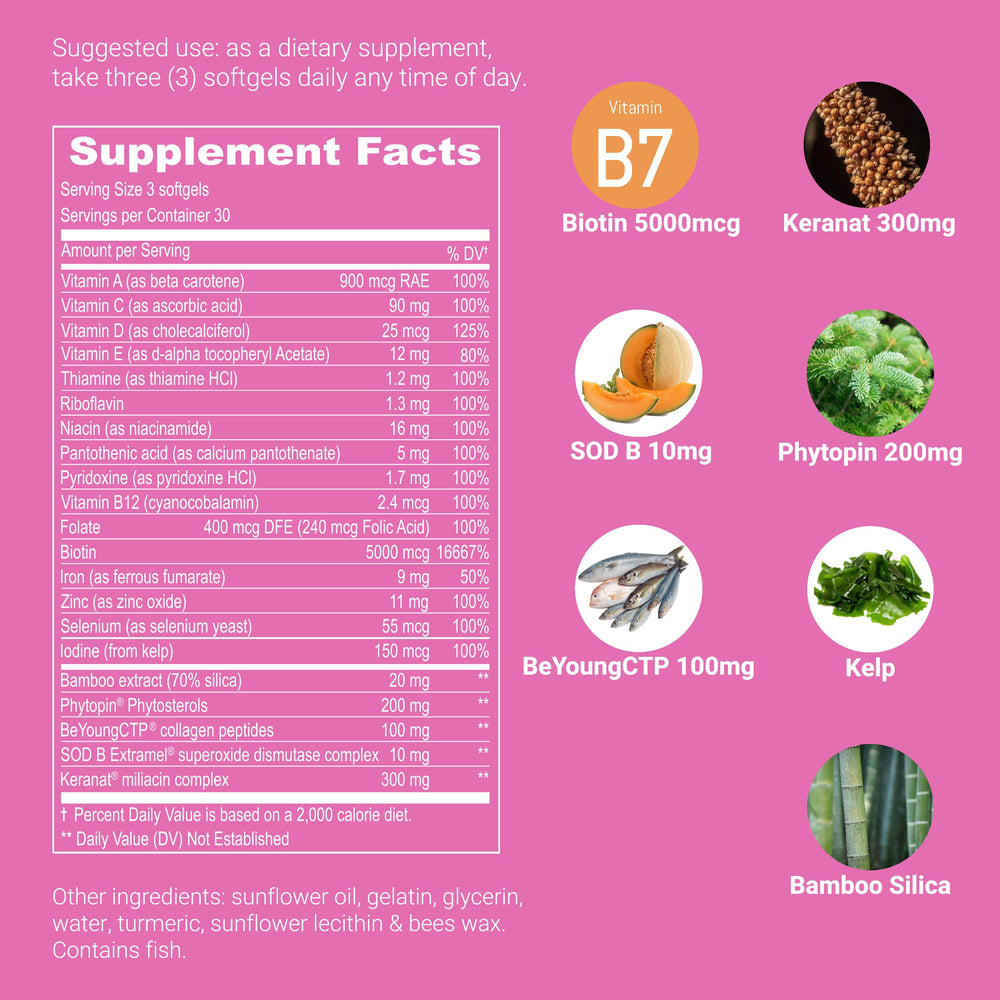 UpNourish women's hair health journey: visual showing healthier hair and nail glow.