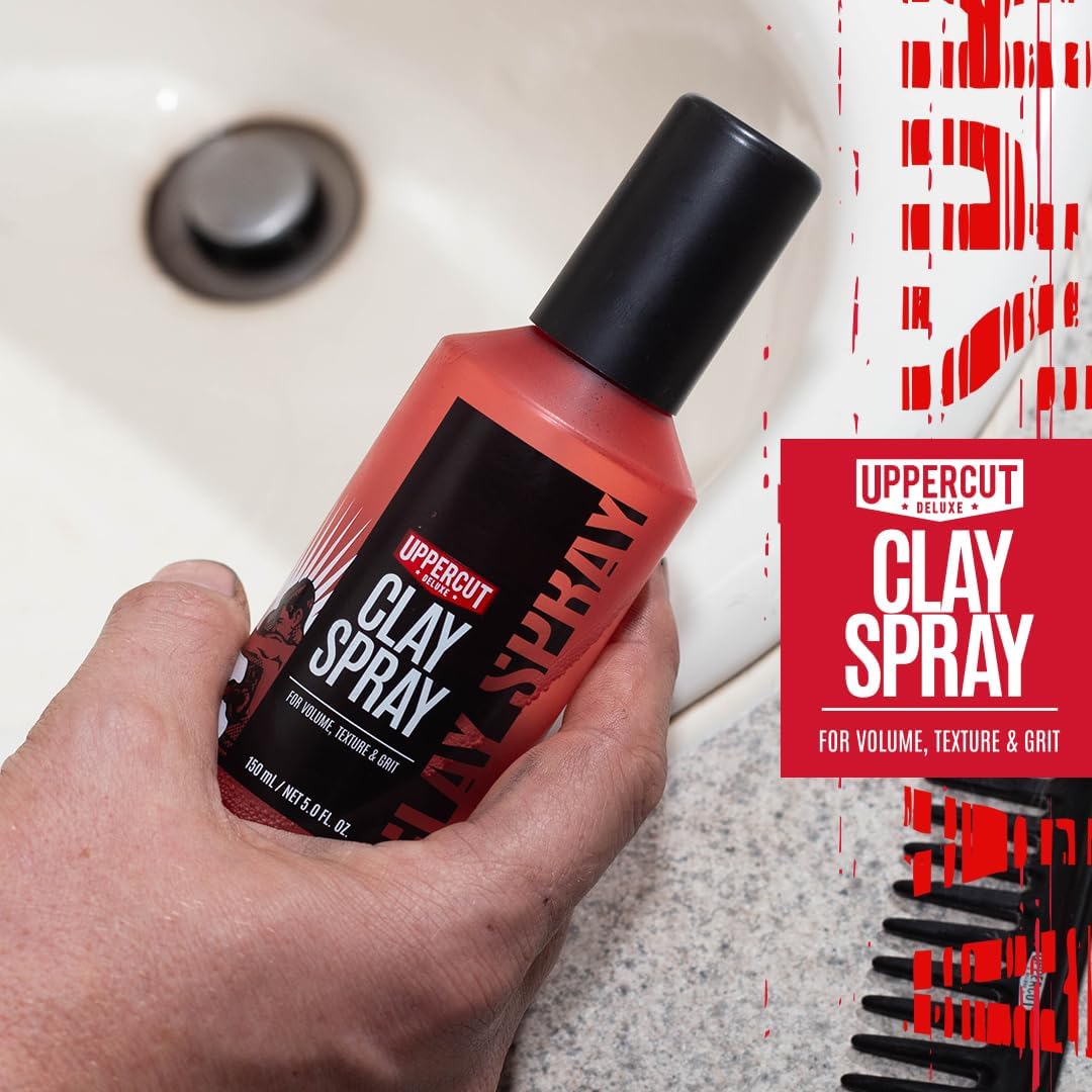UPPERCUT DELUXE clay spray fragrance-north-mandarin-patchouli adds subtle masculine scent.