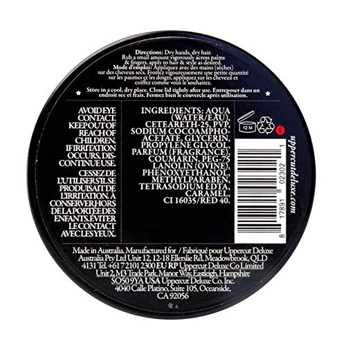 Uppercut Deluxe hands applying pomade on dry hair demonstrates versatile use.