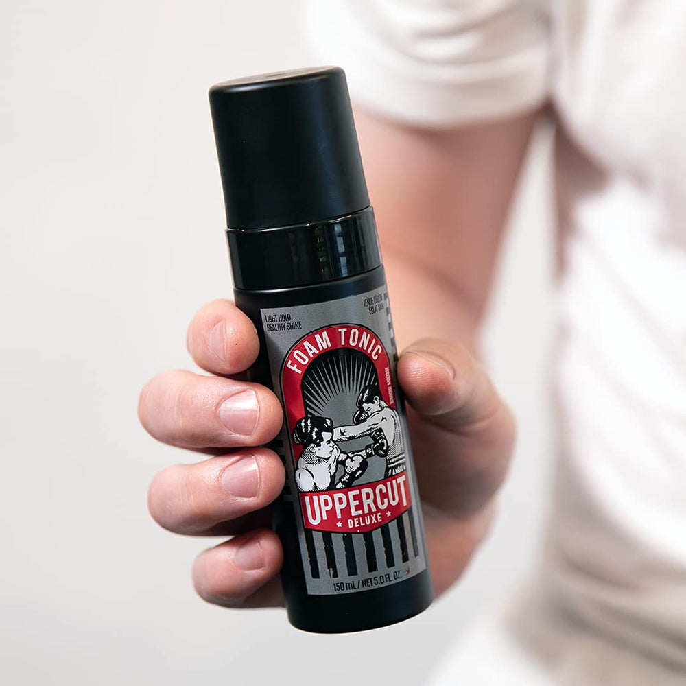 Uppercut Deluxe Styling Foam Tonic provides even foam dispersion for consistent styling.