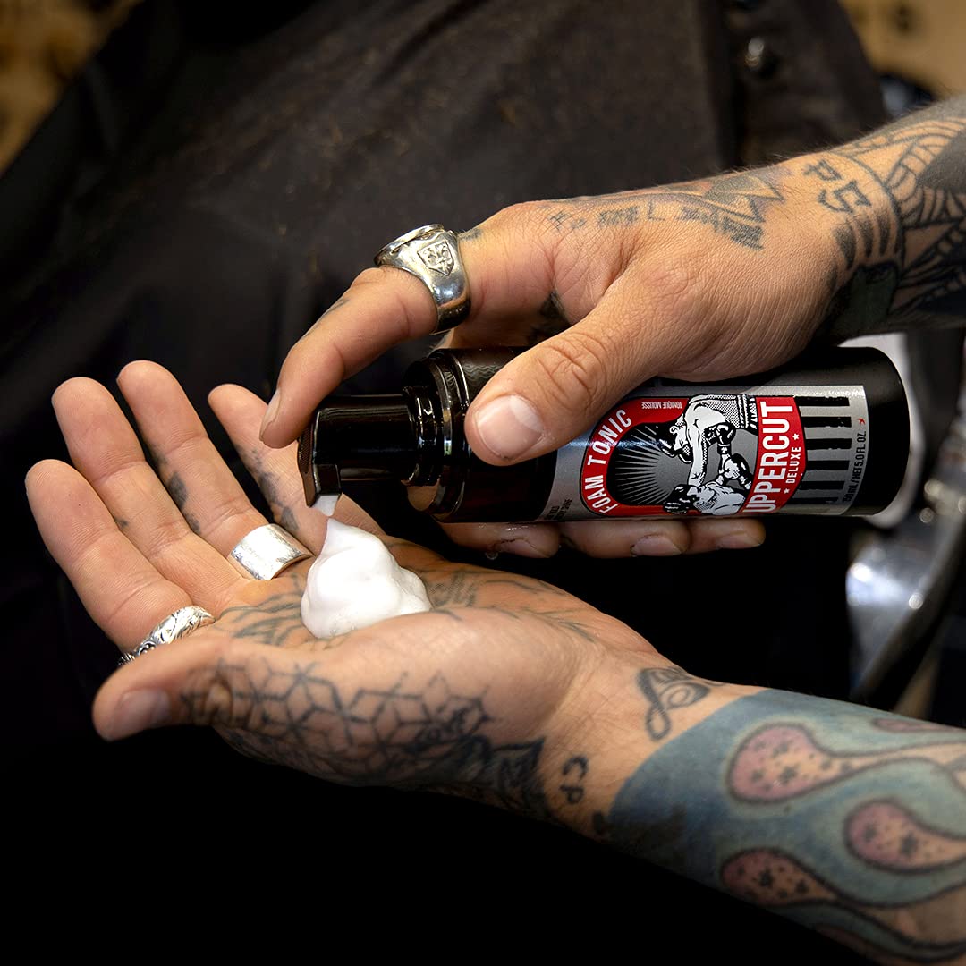 Uppercut Deluxe Styling Foam Tonic foam pump enables mess-free application.