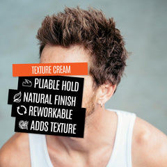 UPPERCUT DELUXE Texture Cream on model defines texture with natural finish.
