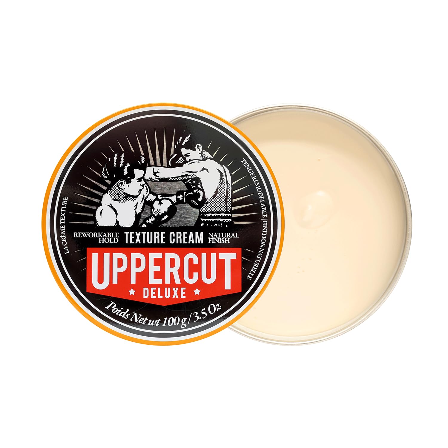 UPPERCUT DELUXE Texture Cream swirled in palm showing pliable hold.