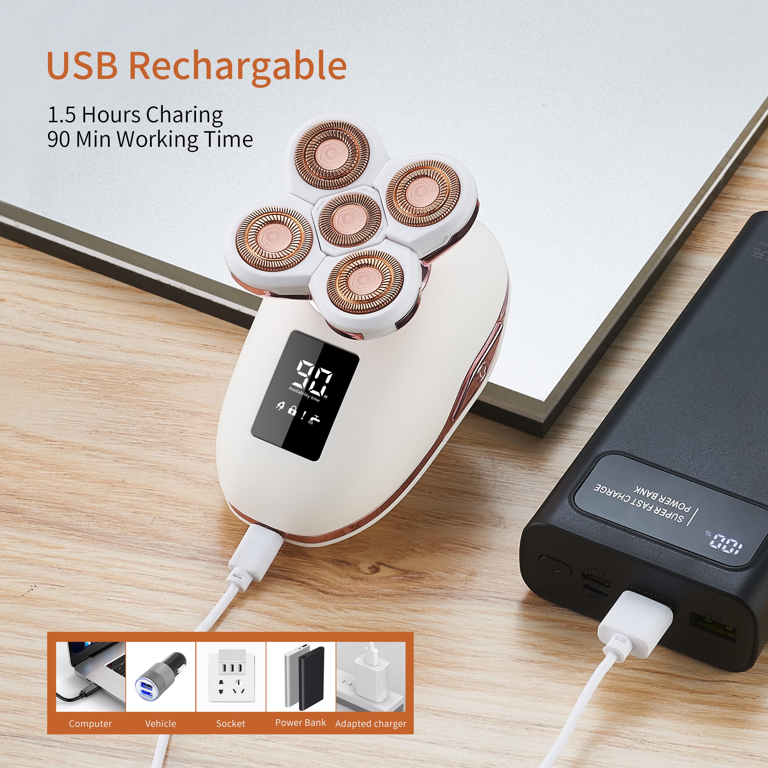 UPTARD razor with detachable accessories enables versatile body hair removal.