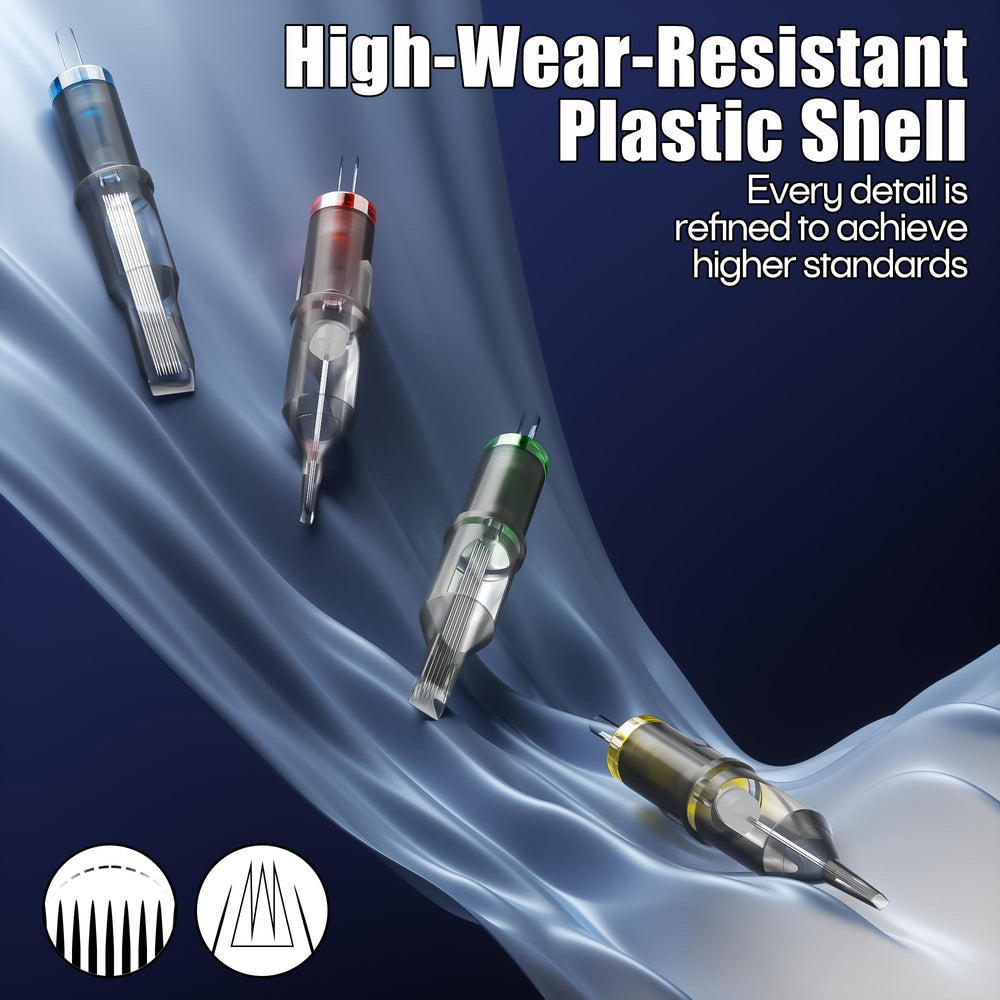 UPTATSUPPLY Poseidon mixed-size needles labeled for versatile round liner and mag shading tasks.