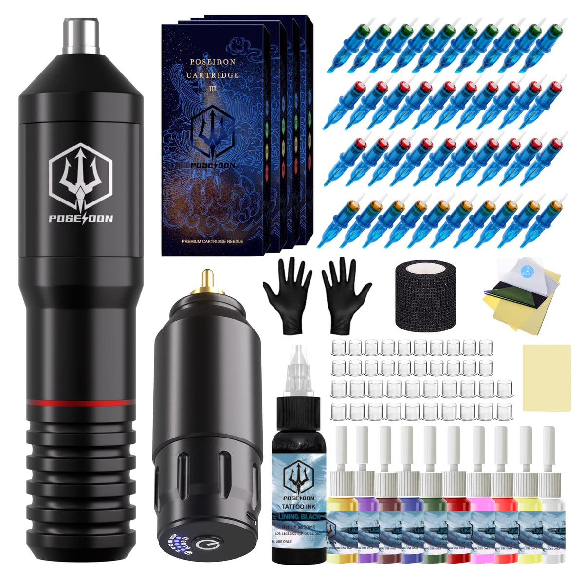 UPTATSUPPLY Poseidon tattoo pen for precise line work and smooth shading.