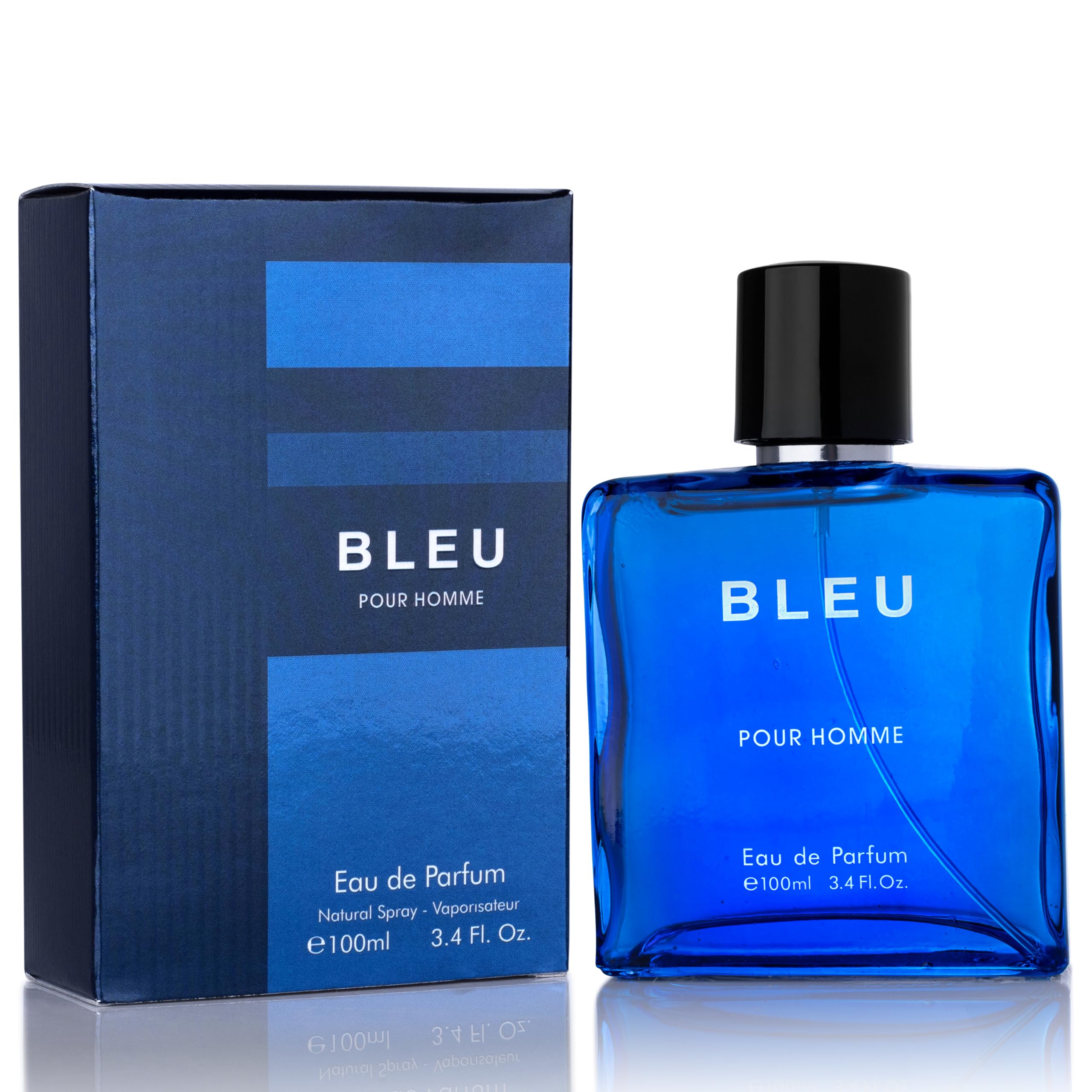 URBAN COLLECTION Bleu for Men bottle-front highlights citrus and wood notes for daytime wear.