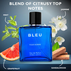 URBAN COLLECTION Bleu for Men bottle-side suggests versatility for casual and evening occasions.
