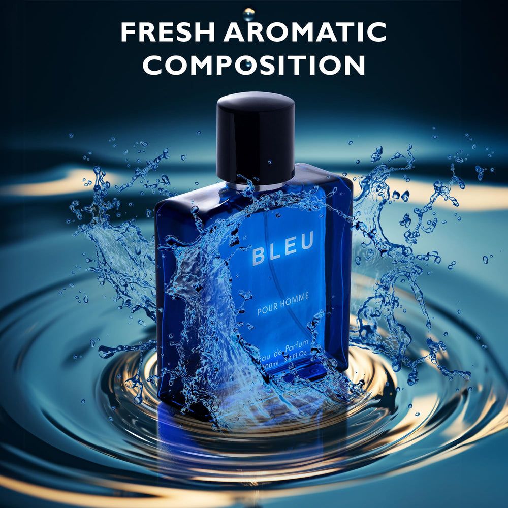 URBAN COLLECTION Bleu for Men woody base image suggests elegant evening scent.